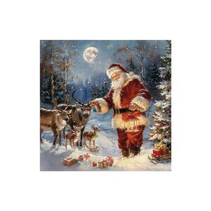 Christmas Santa Unframed Canvas Wall Art 16" X 16"